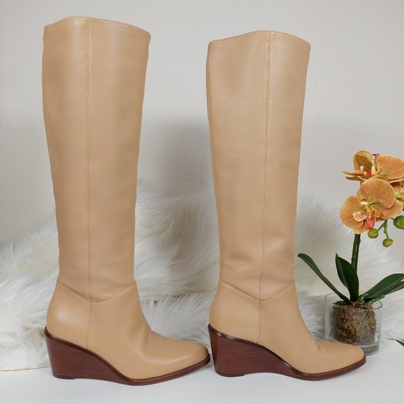 Vince Marlow Smooth Leather Tall Wedge Boots - Picture 2 of 12